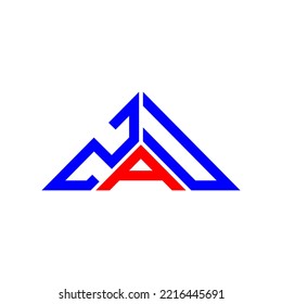 ZAU letter logo creative design with vector graphic, ZAU simple and modern logo in triangle shape.