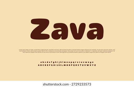 Logotipo de tipografía redondeada en negrita de Zava con formas de letras suaves y divertidas. Logotipo de marca amigable adecuado para marcas de alimentos, cafeterías, productos para niños, marcas de estilo de vida, startups, estudios creativos y diseño de identidad de marca moderno.