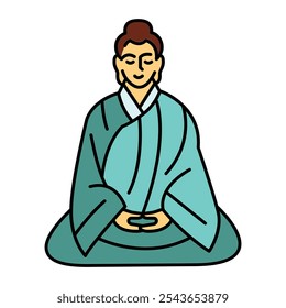 Zazen-Liniensymbol. Vektorisoliertes Element. Bearbeitbarer Strich.