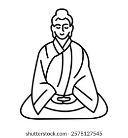 Zazen line icon. Vector isolated element. Editable stroke.