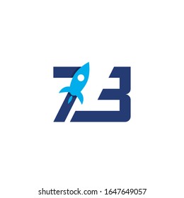 Letra inicial ZB 73 con el logotipo de diseño de cohete, elementos, iconos, símbolos, formas abstractas. Inspiración creativa con estilo plano para empresa, colección de plantillas, promociones de marketing.