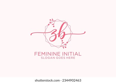 Monograma de belleza ZB y elegante logo de diseño para escritura a mano de marca inicial, boda, moda, floral y botánica con plantilla creativa.