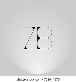 ZB Black thin minimalist LOGO Design with Highlight on Gray background.