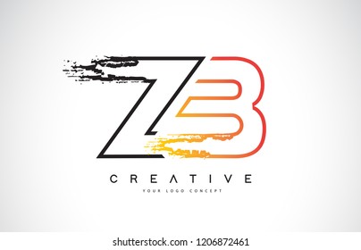 ZB Creative Modern Logo Design Vetor with Orange and Black Colors. Monogram Stroke Letter Design.