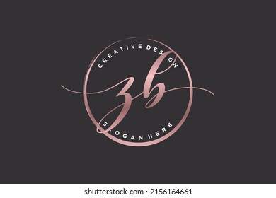 ZB handwriting logo with circle template vector signature, wedding, fashion, floral and botanical with creative template.