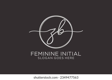 ZB handwriting logo with circle template vector logo of initial signature, wedding, fashion, floral and botanical with creative template.