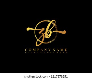 ZB initial handwriting logo circle template vector