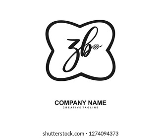 ZB Initial Handwriting Logo Template Vector