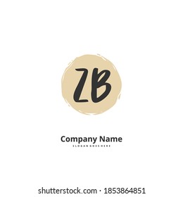 ZB Initial handwriting and signature logo design with circle. Beautiful design handwritten logo for fashion, team, wedding, luxury logo.