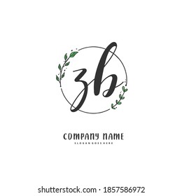 ZB Initial handwriting and signature logo design with circle. Beautiful design handwritten logo for fashion, team, wedding, luxury logo.