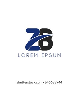 zb initial letter uppercase logo blue and black