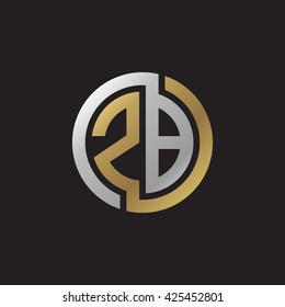 ZB initial letters looping linked circle elegant logo golden silver black background