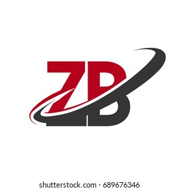 ZB initial logo company name colored red and black swoosh design, isolated on white background. vector logo for business and company identity.