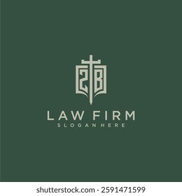 ZB initial monogram for law firm with sword and shield logo image