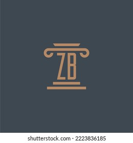 ZB initial monogram for lawfirm logo with pillar design