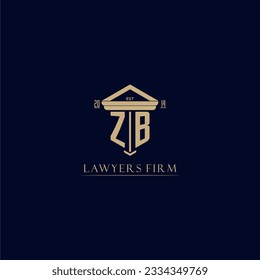 ZB initial monogram lawfirm logo with pillar design