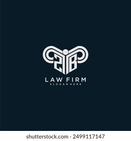ZB initial monogram logo lawfirm with pillar design