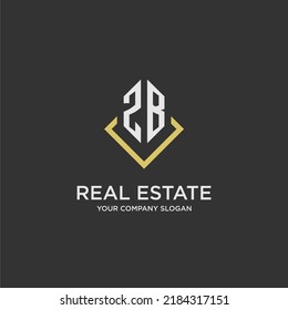 ZB initial monogram logo for real estate with polygon style