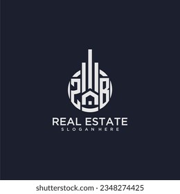 ZB initial monogram logo for real estate with creative circle design vector
