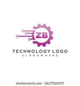 ZB initial monogram for technology logo design