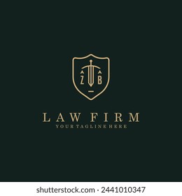 ZB initials sword and shield logo design logo vector stock image