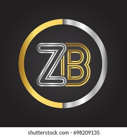 ZB Letter logo in a circle. gold and silver colored. Vector design template elements for your business or company identity.