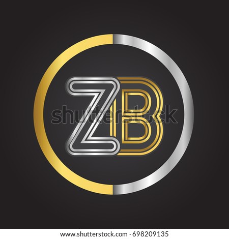 ZB Letter logo in a circle. gold and silver colored. Vector design template elements for your business or company identity.