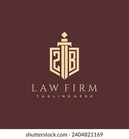 ZB letter monogram for law firm with sword and shield logo image