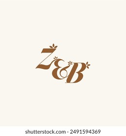 ZB letter organic and nature concept initial wedding beauty bold monogram leaf logo