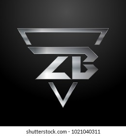 ZB Logo, Metal Logo, Silver Logo, Monogram, Polygon