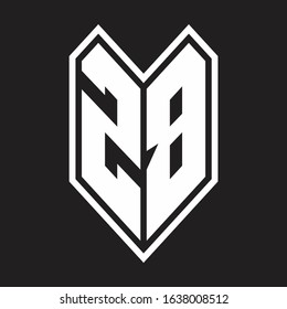 ZB Logo monogram with emblem line style isolated on black background