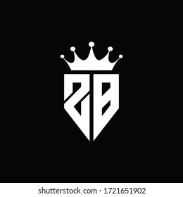 Estilo de emblema monograma del logotipo ZB con plantilla de diseño de forma de corona