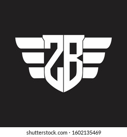 ZB Logo monogram with emblem and wings element design template