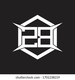 Monograma del logotipo ZC con hexágono y plantilla de diseño de forma de cuatro ejes