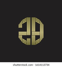 ZB Logo monogram outline style linked isolated with gold colors
