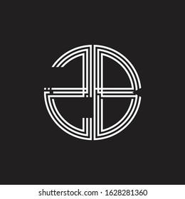 ZB Logo monogram triple ribbon style line design template isolated on black background