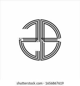 ZB Logo-Monogramm-Dreifachband-Designvorlage für Linien einzeln auf weißem Hintergrund