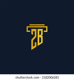 Logotipo inicial del monograma ZB para la firma de abogados con diseño de hitos