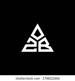 ZB monogram logo with 3 pieces shape isolated on triangle design template