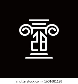 ZB monogram logo with pillar style design template