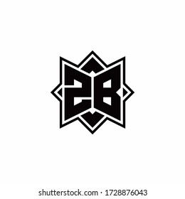 ZB monogram logo with square rotate style outline design template