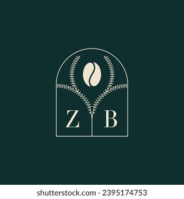 ZB Unique and simple logo design combination of letters and coffee bean
