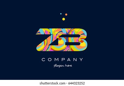 zb z b alphabet letter logo colors colorful rainbow acrylic font creative text dots company vector icon design template