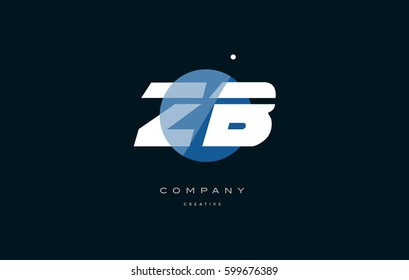 zb z b  blue circle dot big font alphabet company letter logo white design vector icon template 