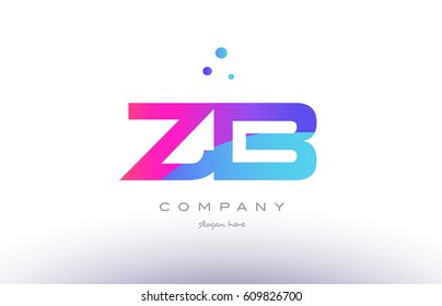 zb z b  creative pink purple blue modern dots creative alphabet gradient company letter logo design vector icon template