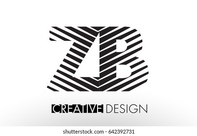 ZB Z B Lines Letter Design with Creative Elegant Zebra Vector Illustration.