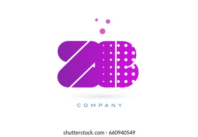 zb z b pink dots dotted letter logo alphabet creative company vector icon design template