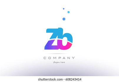 zb z b  pink purple blue white uppercase lowercase modern creative alphabet gradient company letter logo design vector icon template