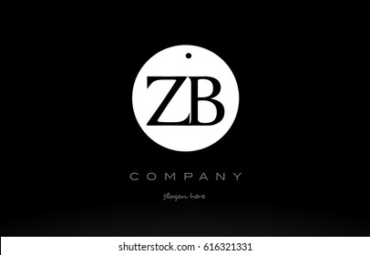 ZB Z B simple black white circle background alphabet company logo design vector icon template