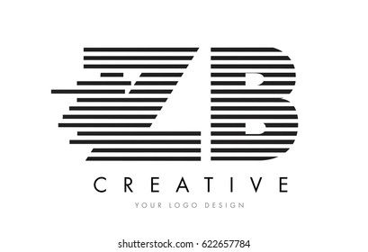 ZB Z B Zebra Letter Logo Design with Black and White Stripes Vector